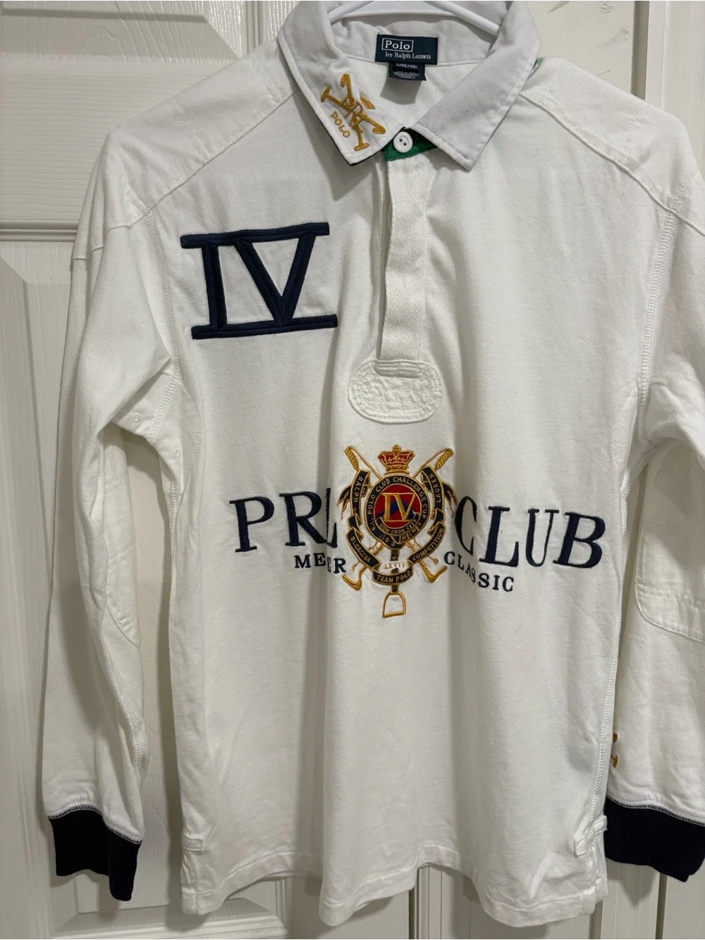 Polo Ralph Lauren vintage White Premium Club Embroidered Rugby Shirt kids 16-18